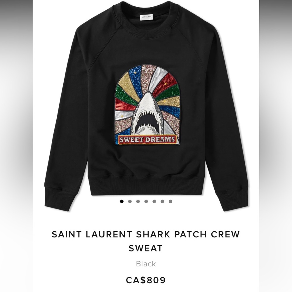YSL - SAINT LAURENT SHARK PATCH CREW SWEAT - authentic